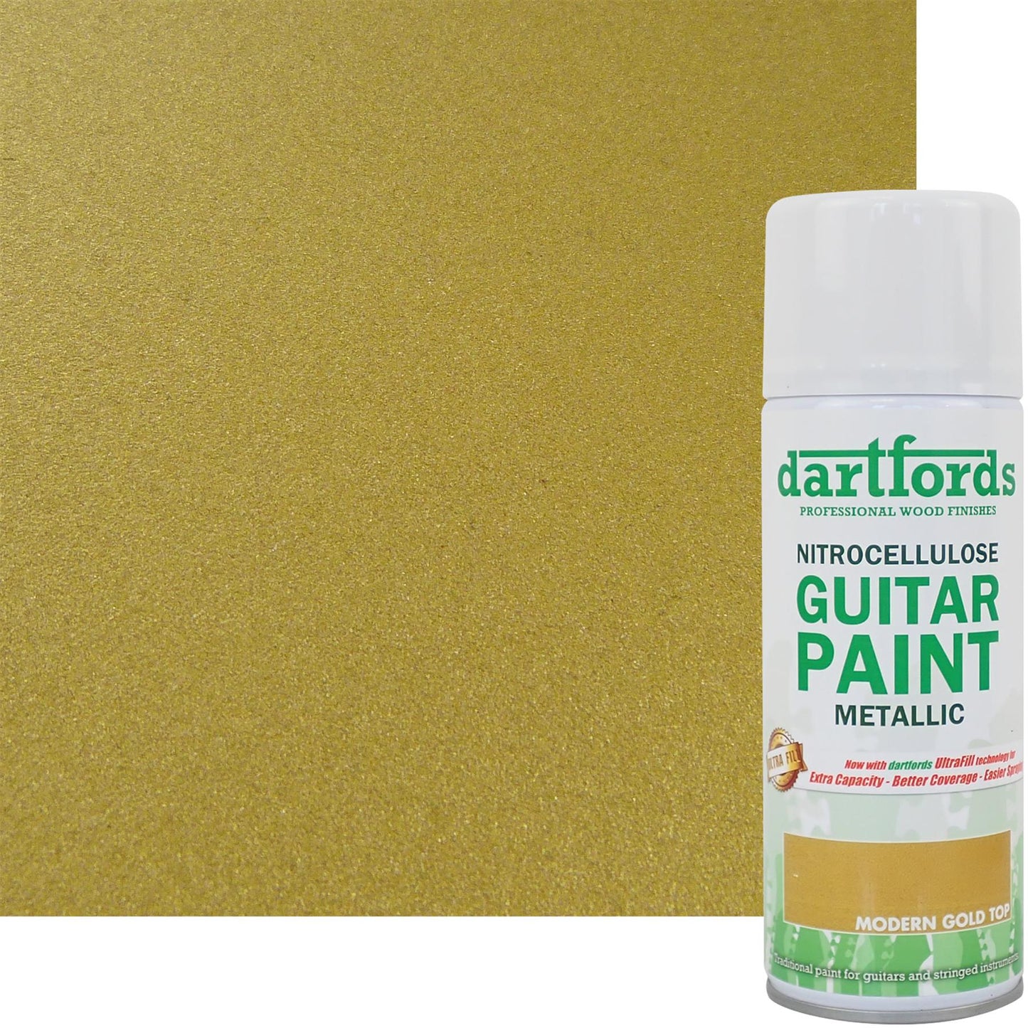 dartfords Modern Gold Top Metallic Nitrocellulose Guitar Paint - 400ml Aerosol