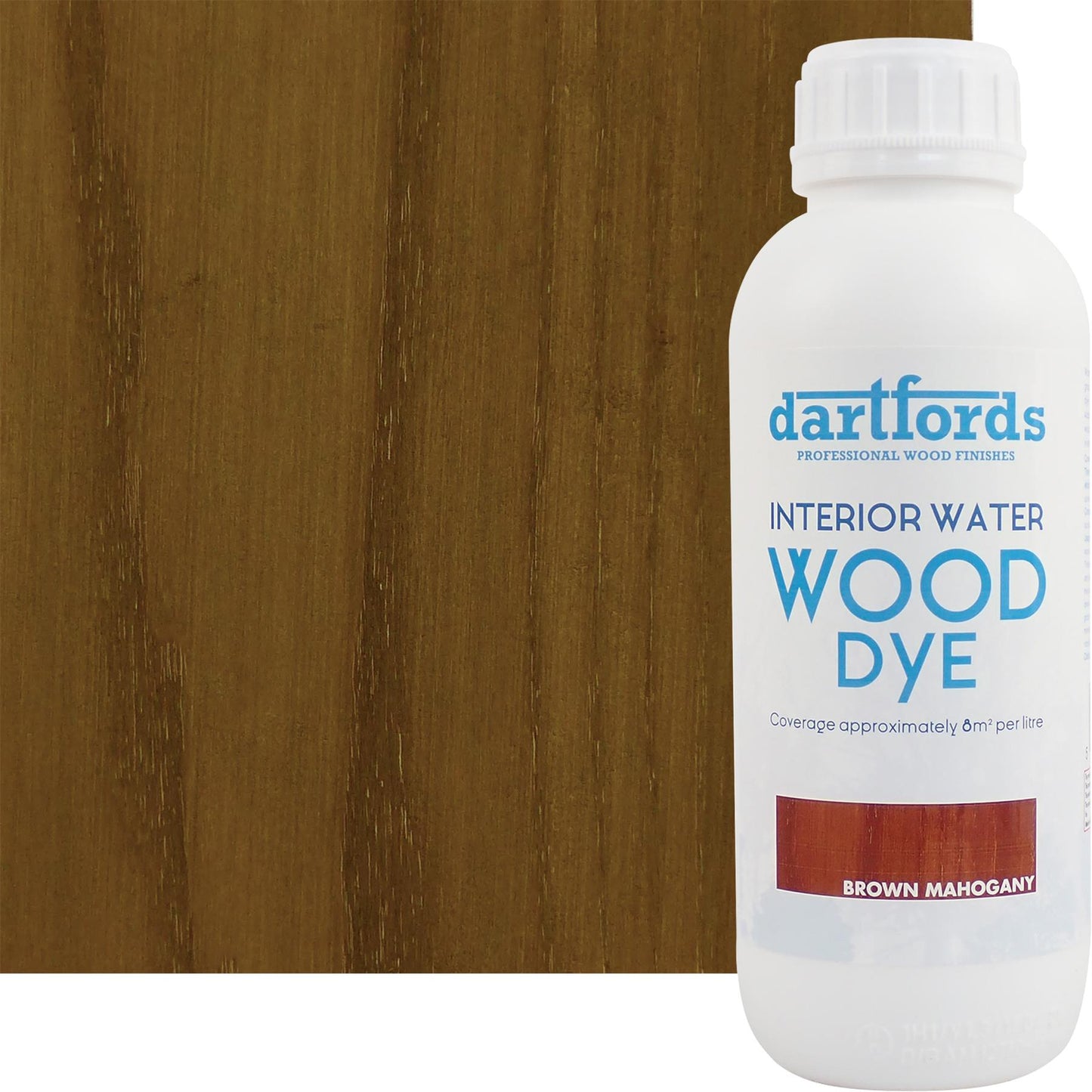 dartfords Brown Mahogany Interior Water Based Wood Dye - 1 litre Tin