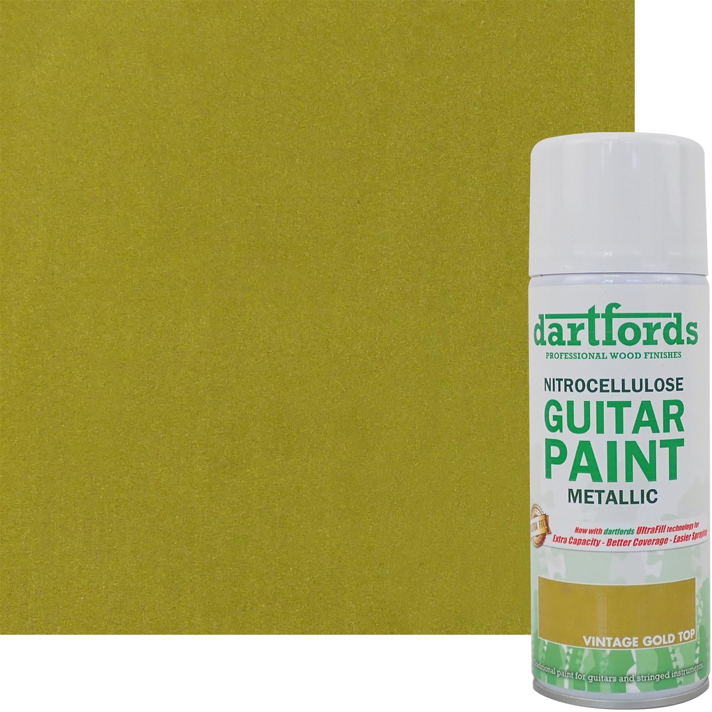 dartfords Vintage Gold Top Metallic Nitrocellulose Guitar Paint - 400ml Aerosol