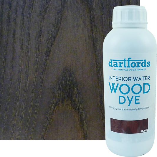 dartfords Black Interior Water Based Wood Dye - 1 litre Tin