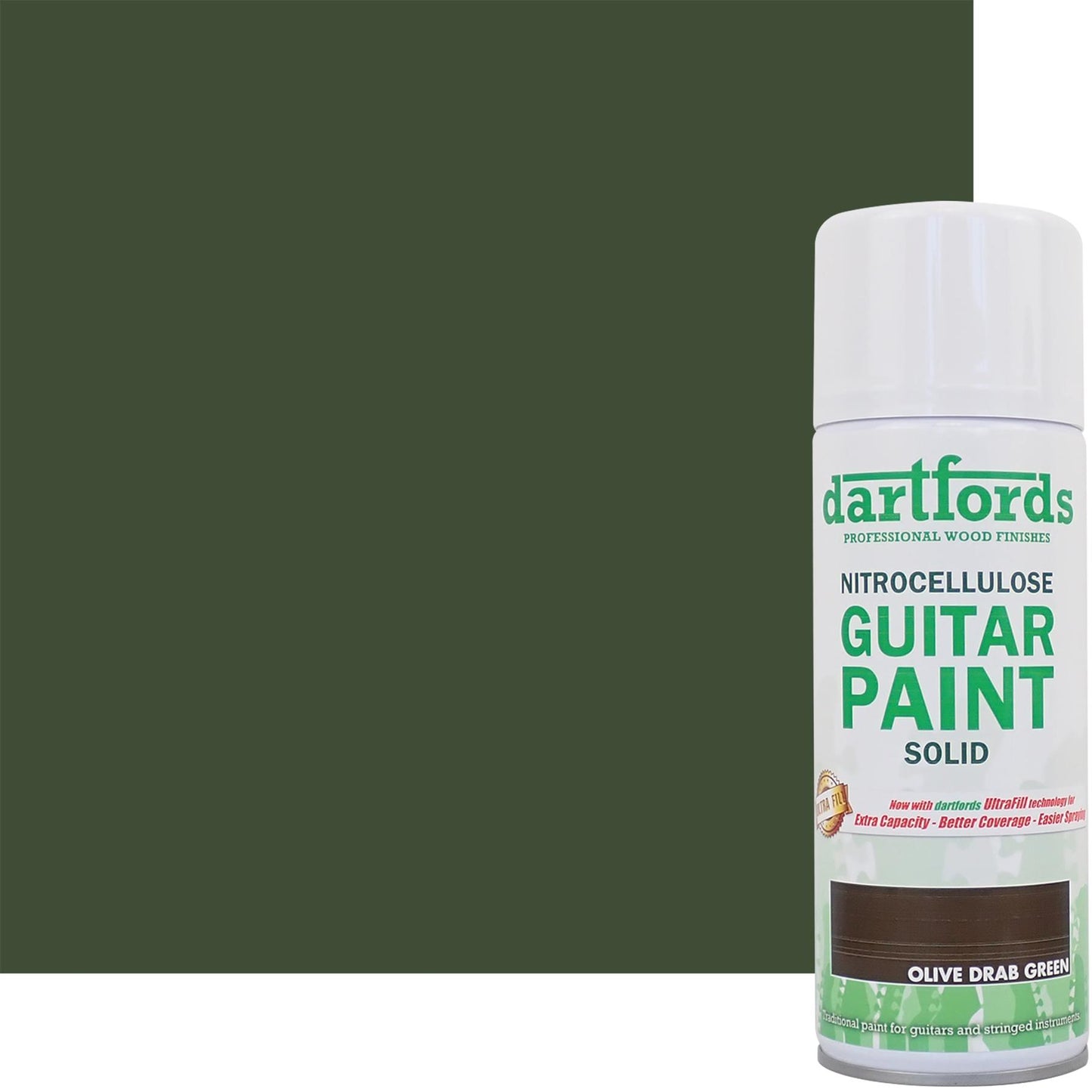 dartfords Olive Drab Green Nitrocellulose Guitar Paint - 400ml Aerosol