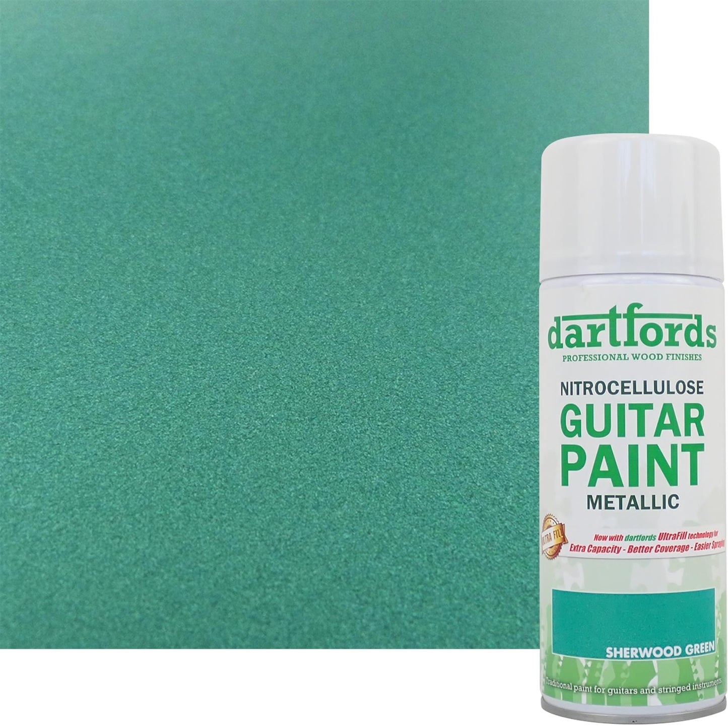 dartfords Sherwood Green Metallic Nitrocellulose Guitar Paint - 400ml Aerosol