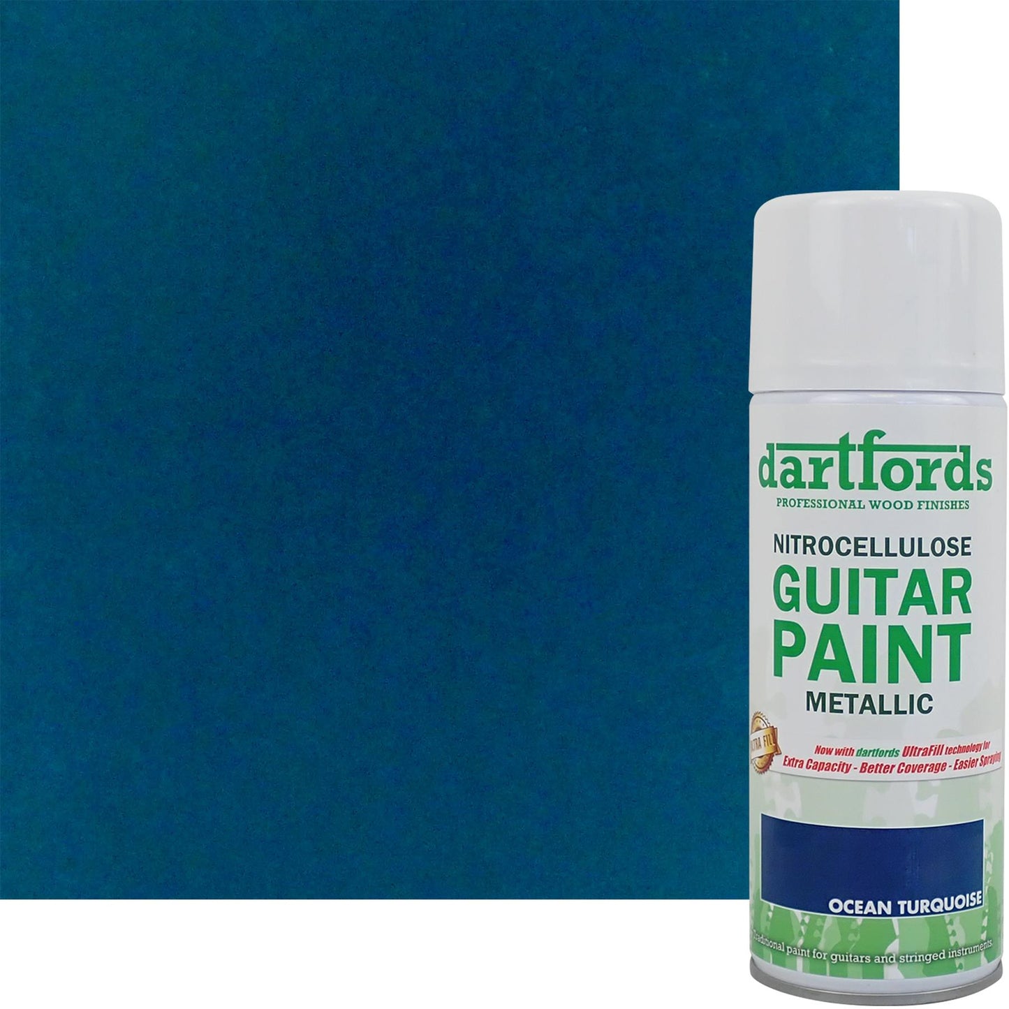 dartfords Ocean Turquoise Metallic Nitrocellulose Guitar Paint - 400ml Aerosol