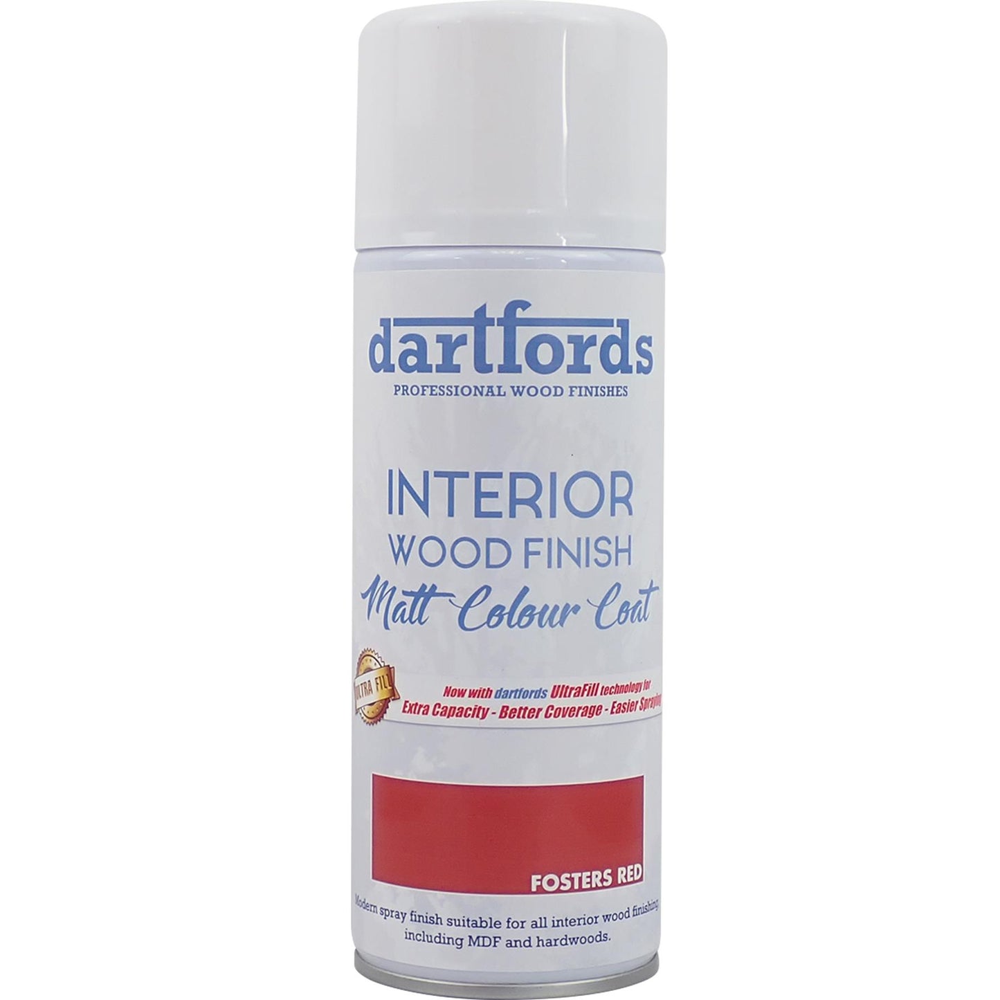 dartfords Fosters Red Matt Interior Wood Finish 400ml Aerosol